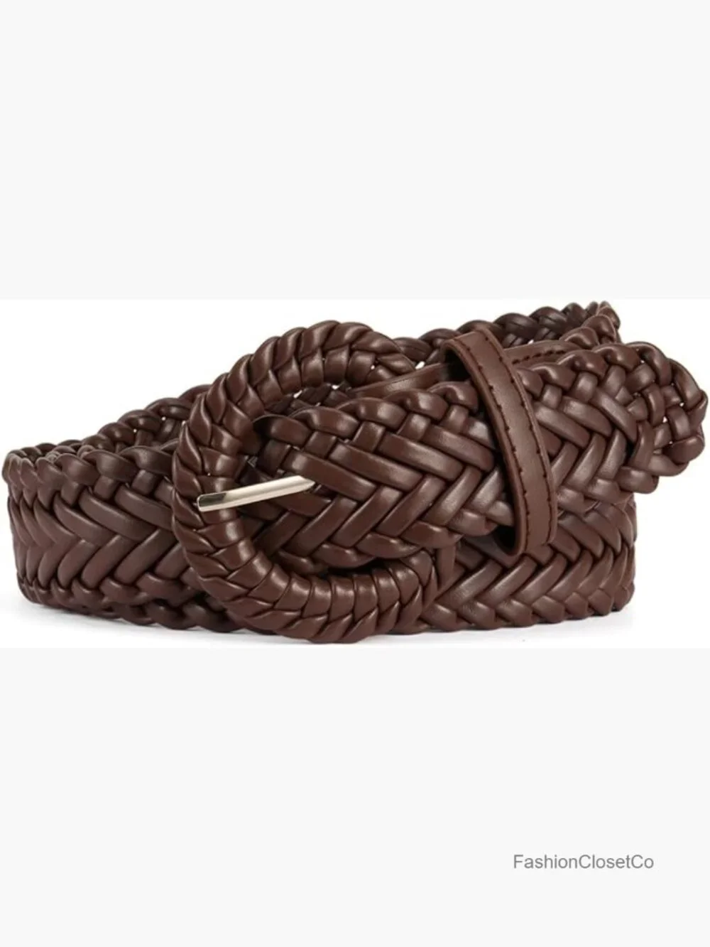 Braided PU Leather Woven Belt Wide Fashion Boho Waist Belt for Dresses